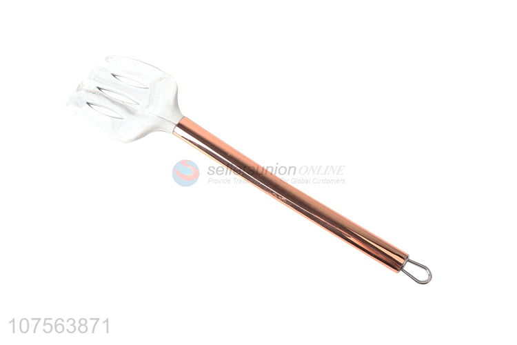 Good sale gold stainless steel handle marbling silicone slotted shovel for kitchen