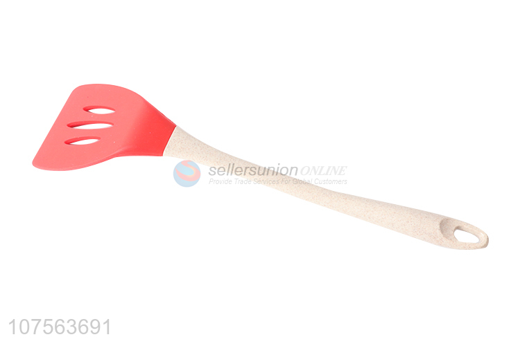 High quality eco-friendly straw handle silicone slotted turner slotted shovel