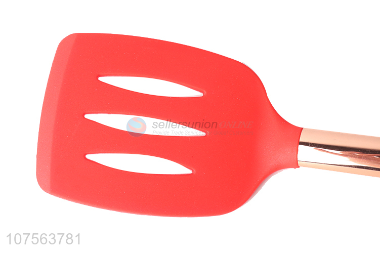 China factory gold stainless steel handle silicone slotted shovel kitchen tools