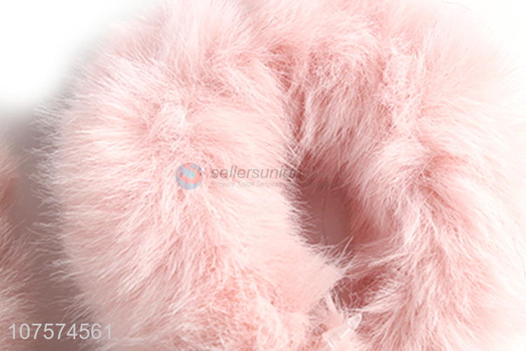 Most popular faux fur hair scrunchies pom pom hair ties for girls