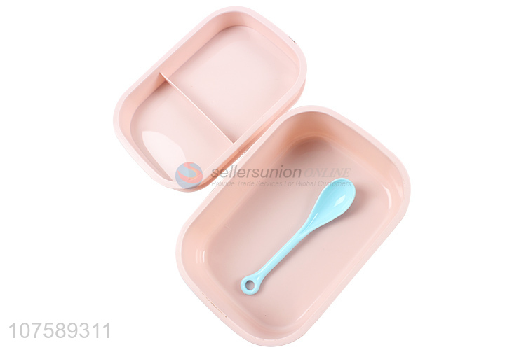 Fashion Design Double Layer Lunch Box With Spoon Set