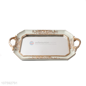 Factory Sell Luxury Retro Style Serving Tray Resin Service Mirror Tray