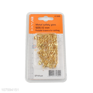 Hot selling 32mm gold metal safety pins garment accessories