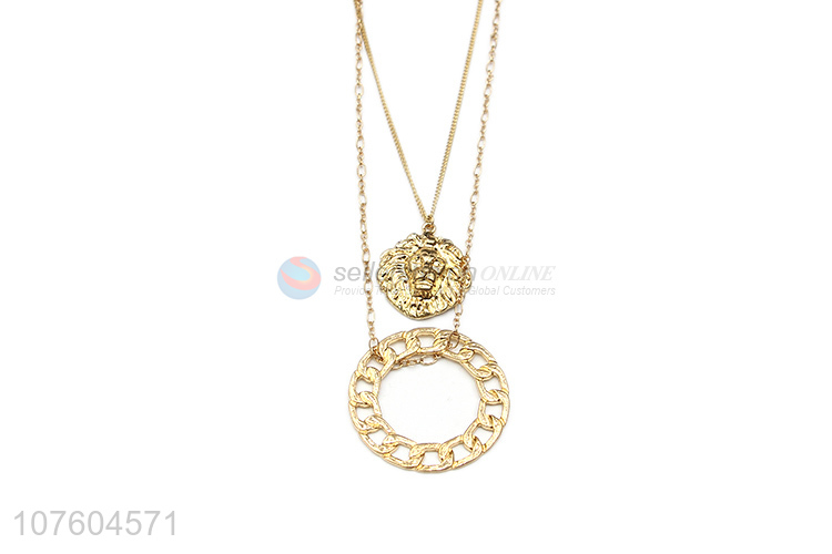 New products 2 tier choker necklace cool circle pendant necklace