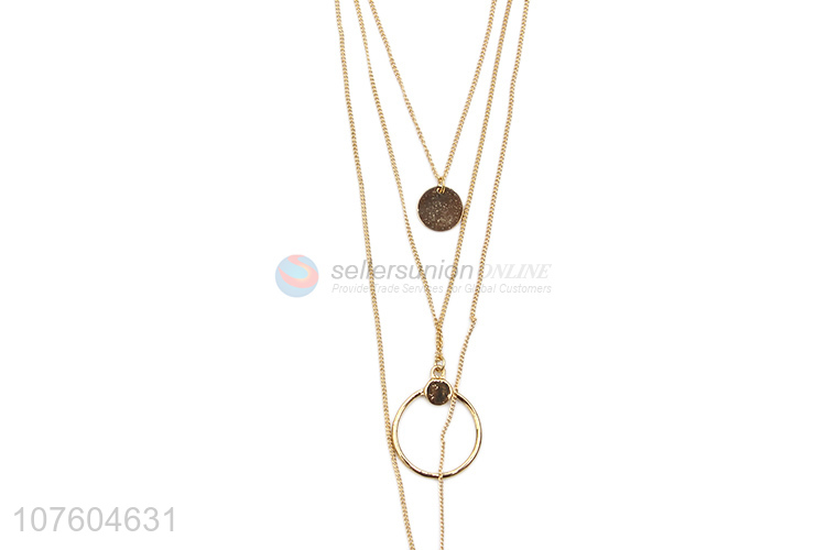 Low price 3 tier chain necklace choker circle ring pendant necklace