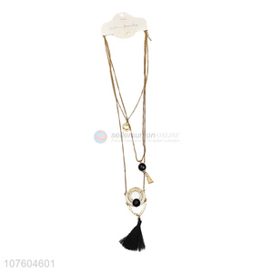 China factory 3 tier chain necklace pendant necklace with tassels