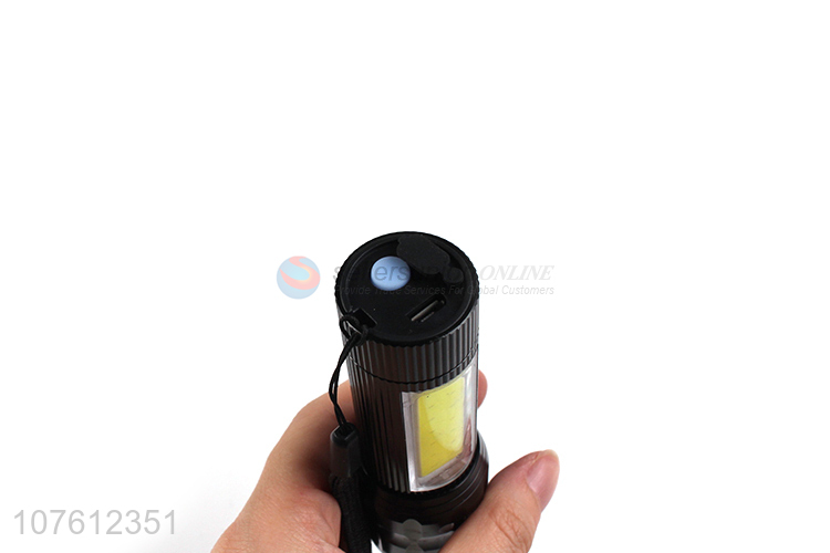 Hot selling rechargeable aluminum flashlight outdoor super bright zoom cob flashlight