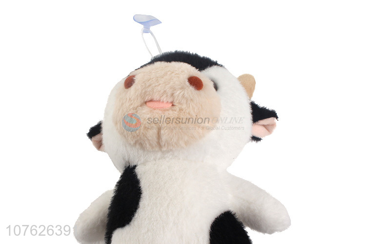 Fashion Home Decoration Cartoon Cow Plush Toy With Suction Cup