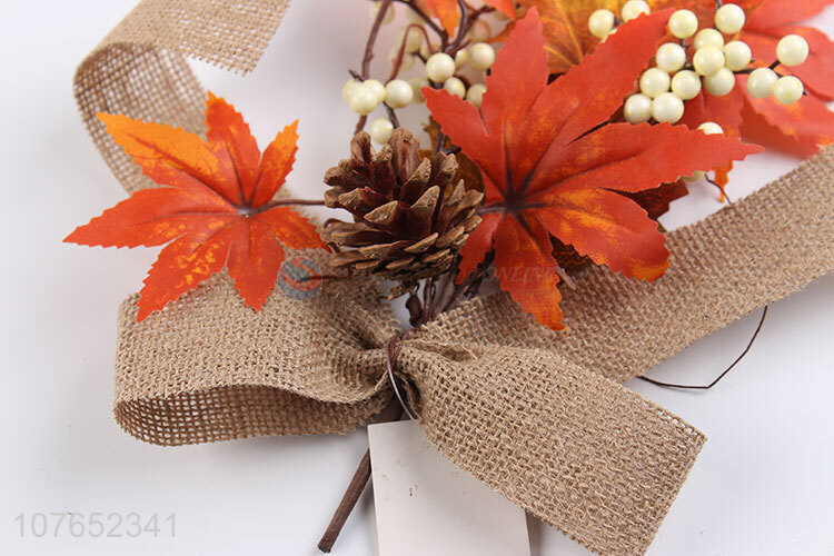 Maple leaf vintage ribbon decoration autumn hanging branch wreath decoration