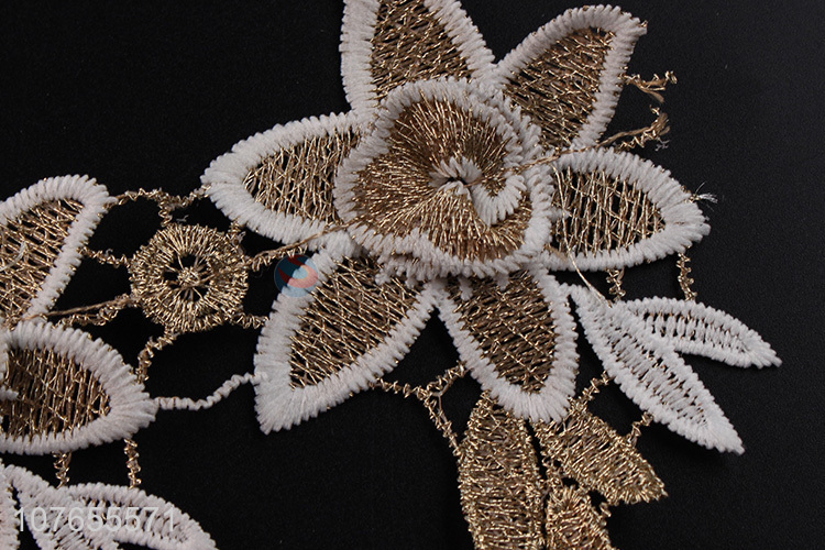 Hot sale delicate gold and white flower ribbon lace with high quality