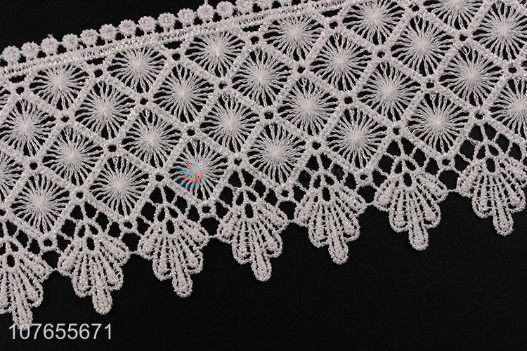 High quality custom white polyester lace trim weaving ribbon for clothing