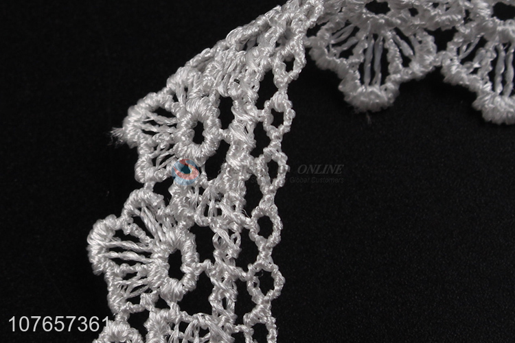 White border polyester embroidery lace trim for clothing