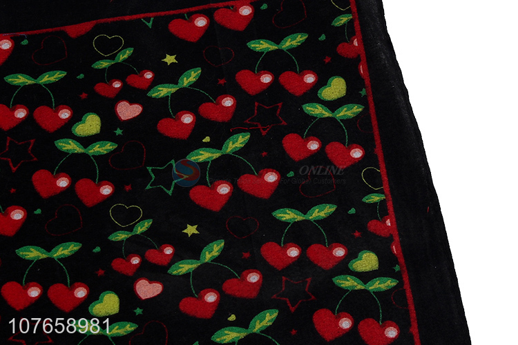 Hot sale love cherry bandana black floral decoration square scarf