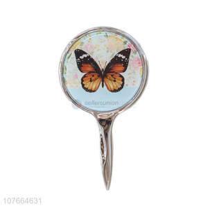 Hot Selling Butterfly Pattern Round Mirror With Handle Best Makeup Mirror