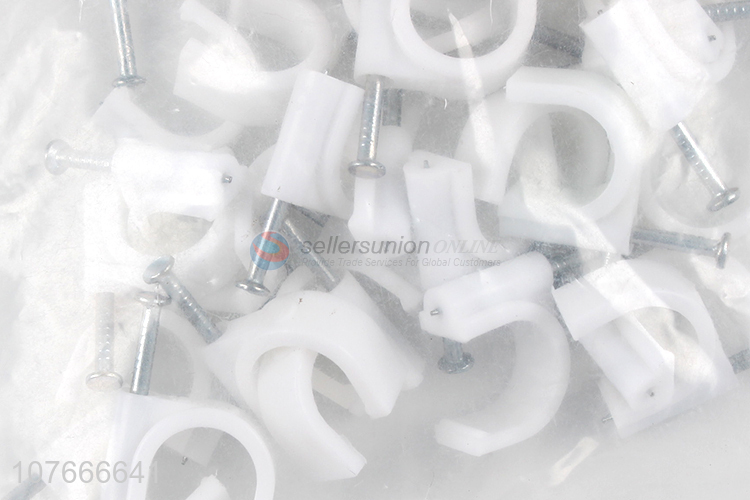 Wholesale white round electric wire cable clips with steel nail 