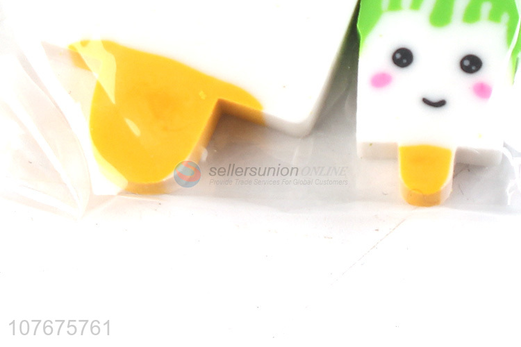 Hot sale children stationery cartoon popsicle shape eraser