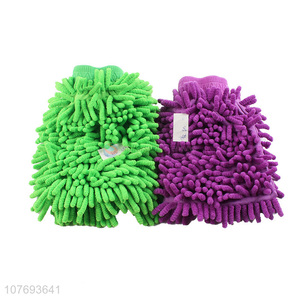 Hot sale chenille car cleaning gloves super soft car wash cleaning gloves