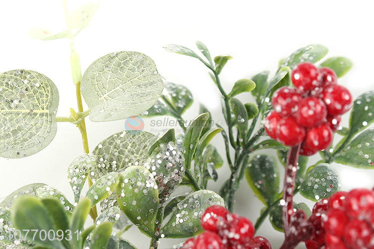 Hot selling artificial branchlet with red berry for Christmas decoration