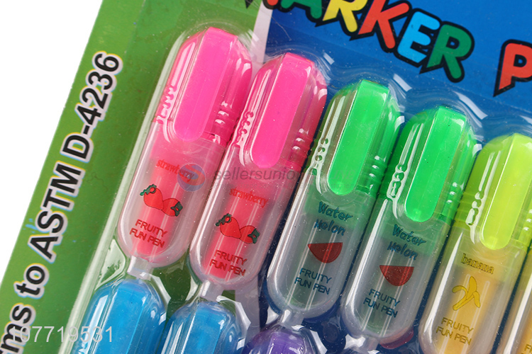 Hot Selling 12 Pieces Fruit Pattern Highlighter Marker Color Marker Pen