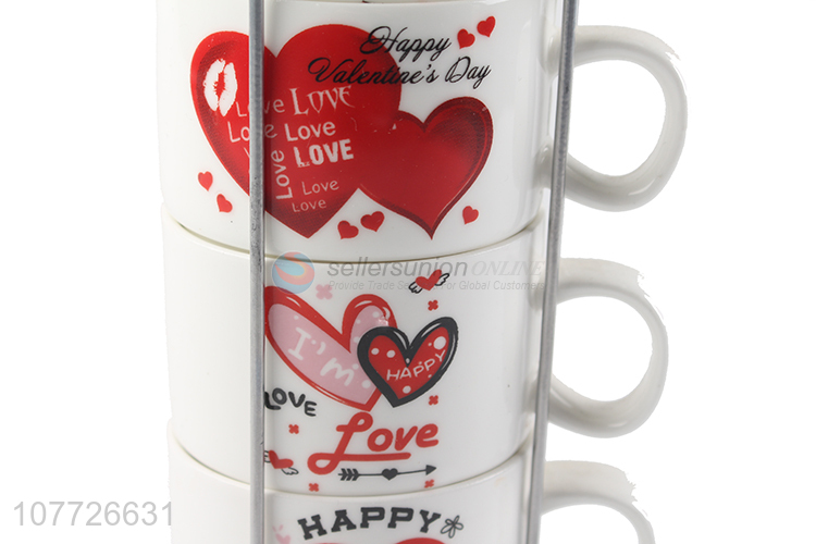 Most popular colorful heart stackable ceramic mug set ceramic water cup set