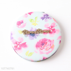 Hot selling round double-sided flower printed makeup mirror compact mirror