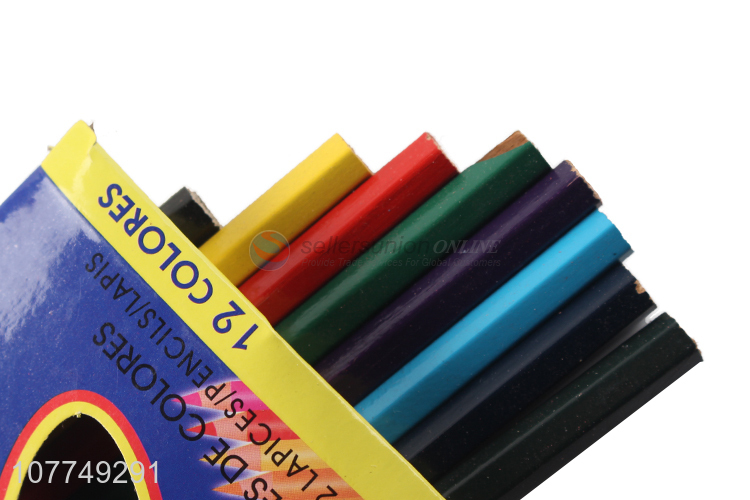 Low price wholesale wooden 12-color children's colored pencil set