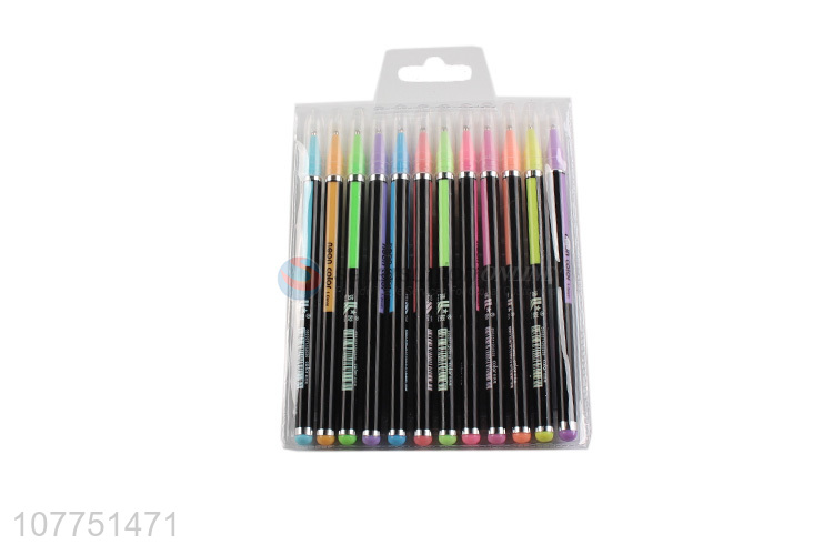 Hot selling 12 neon colors highlighter pastel color marker pen set