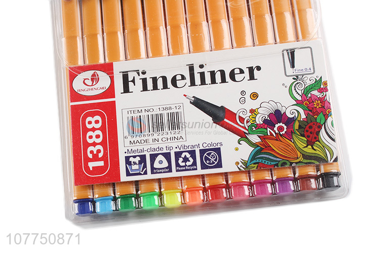 Custom safety 12 colors drawing marker pens fine line markers