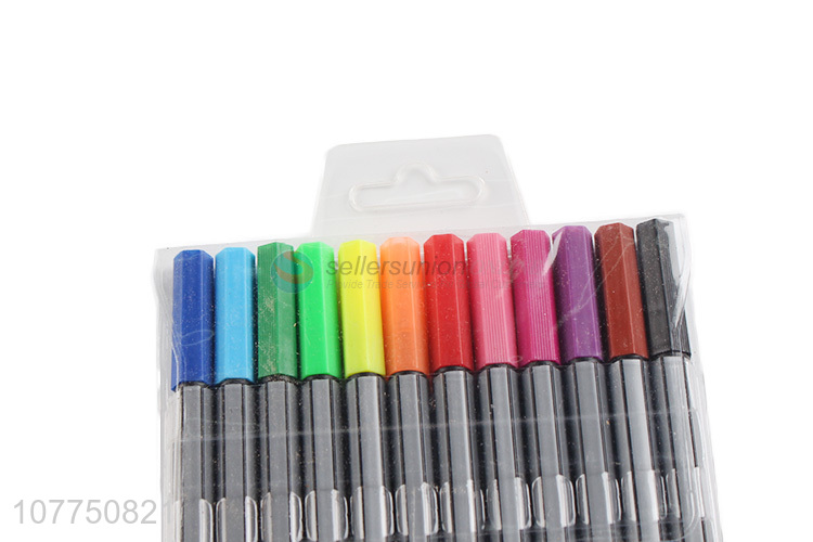 Wholesale non-toxic 12 colors fine liner pen plastic drawing pen