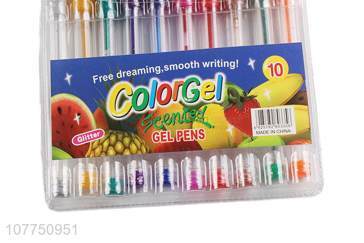 Wholesale 10 colors gel ink pen scented gel pens school stationery