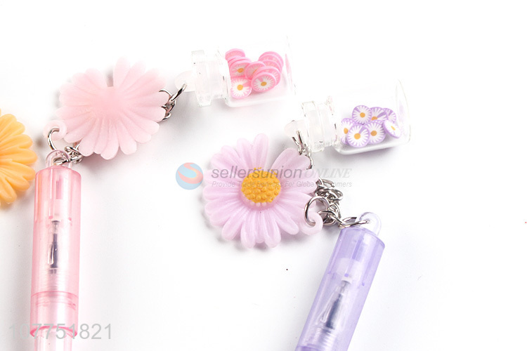 Most popular flower pendant plastic gel ink pen student stationery