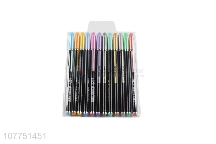 Most popular 12 neon colors highlighter marker set metal color highlighters