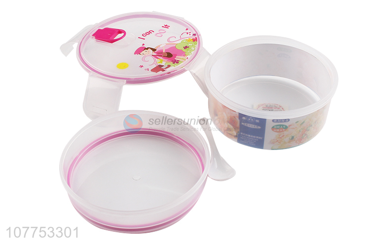 Best Sale Round Two Layers Lunch Box With Spoon And Lock