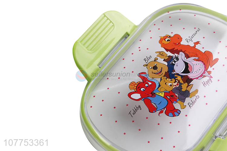 Cartoon Animal Pattern Two Layers Lunch Box With Spoon