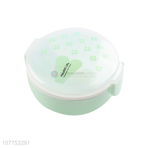 Custom Round Two Layers Lunch Box With Plastic Spoon Set