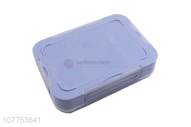 Creative Design Plastic Rectangle Separate Lunch Box With Spoon Set