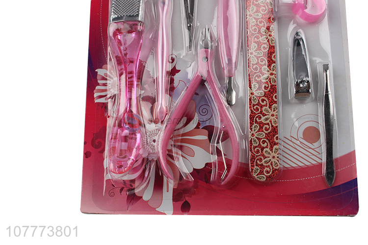 Wholesale 9 pieces beauty manicure set nail clipper foot file set