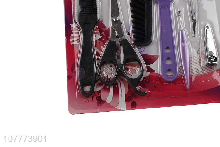 New arrival 7 pieces hair cutting scissors comb pedicure tool set