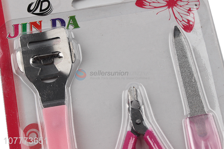 Promotional 3 pieces manicure pedicure set callus scraper cuticle scissors set