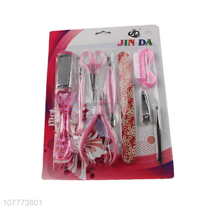 Wholesale 9 pieces beauty manicure set nail clipper foot file set