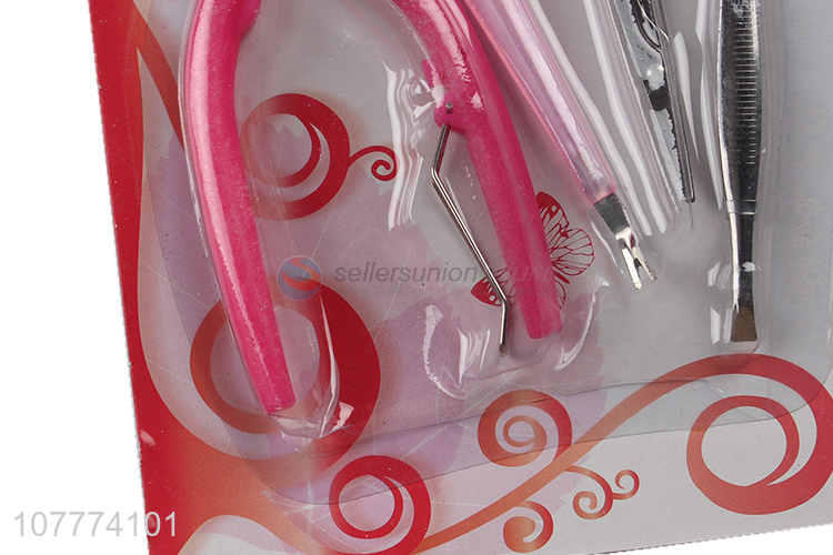 Wholesale 4 pieces beauty manicure set cuticle cutter eyebrow tweezers set