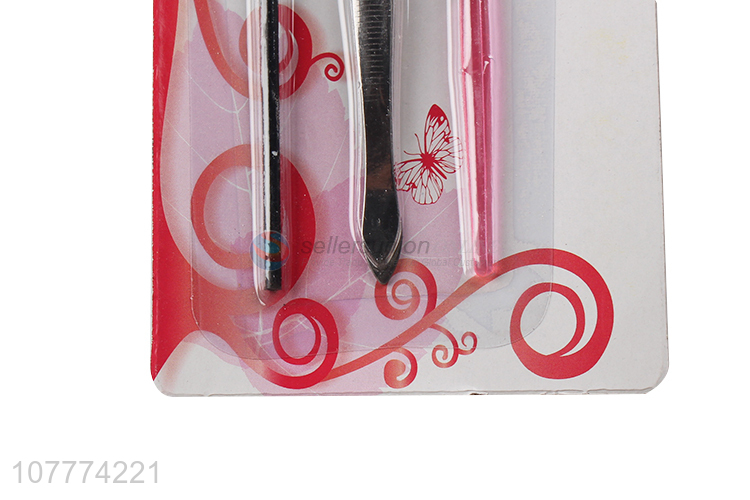 Wholesale 3 pieces makeup tool set eyebrow brush eyebrow tweezers set