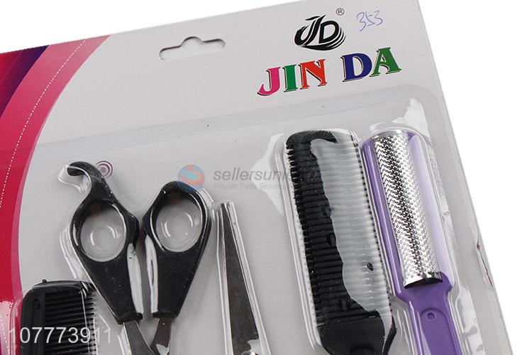 Factory direct sale 5 pieces barber scissors comb foot file set