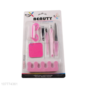 Low price 7 pieces manicure pedicure set nail cutter cuticle pusher set