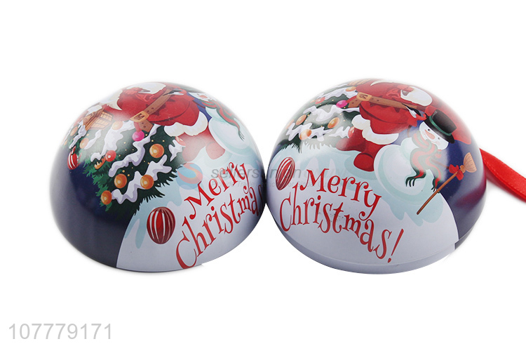 Fashion Printing Christmas Ball Round Tin Box Tin Ball