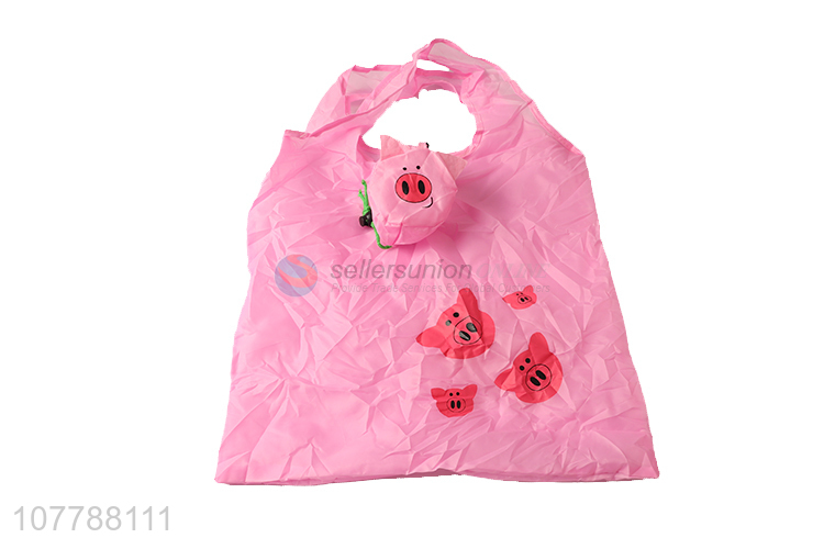 Cute design pink grocery handbag with pig pattern