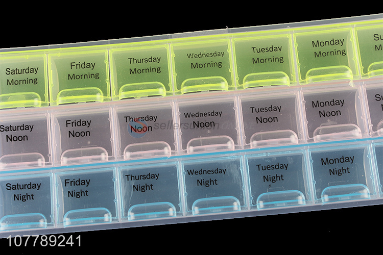 Wholesale 21 compartments medicine case 7 days plastic pill container box