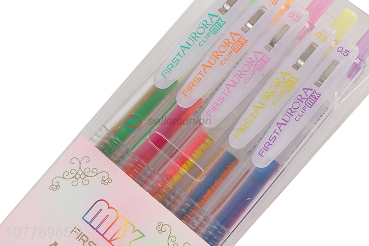 Good quality multicolor press ballpoint pen highlighter