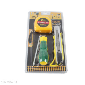 Wholesale combination hand tools measuring tape snap-off knife screwdriver set