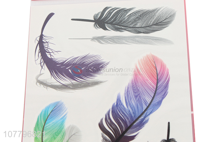 Professional waterproof tattoo sticker with feather pattern